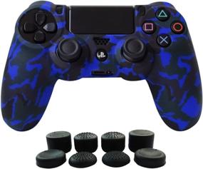 img 4 attached to 🎮 Hikfly Silicone Gel Controller Cover Skin Protector for Playstation 4 PS4/PS4 Slim/PS4 Pro Controller - Blue (1 Cover + 8 FPS Pro Thumb Grip Caps)