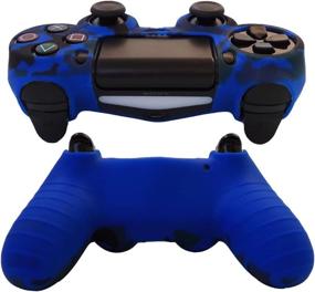 img 2 attached to 🎮 Hikfly Silicone Gel Controller Cover Skin Protector for Playstation 4 PS4/PS4 Slim/PS4 Pro Controller - Blue (1 Cover + 8 FPS Pro Thumb Grip Caps)