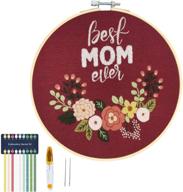 🎁 top-rated mom gift - cooliya embroidery starter kit: patterned cloth, hoop, threads, needles & scissors - perfect for beginners! logo