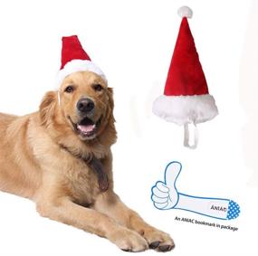 img 4 attached to Задайте праздничный настрой своим питомцам с ANAIC Pet Christmas Hat - санта-кепка для собак с белым помпоном, новогодние головные уборы для котов и милые аксессуары для собак.