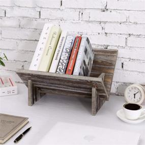 img 2 attached to Rustic Torched Wood Tilted Desktop Decorative Bookshelf Organizer - MyGift