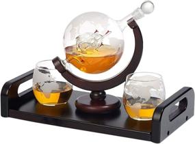 img 4 attached to 🥃 Exquisite Mahogany Etched Whiskey Decanter Glasses: Premium Class and Elegance