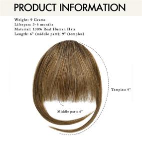 img 2 attached to 👩 Dilusilk Hair Clip in Fringe Bangs - 100% Real Human Hair Extensions for Women in Light Brown Shade