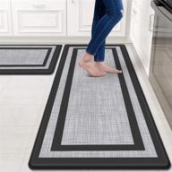 🏠 mattitude kitchen mat: 2 pcs cushioned anti-fatigue rug for comfortable kitchen work, non-skid & waterproof, versatile for floor, office, sink, laundry - black frame logo