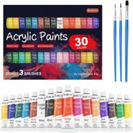 🎨 shuttle art acrylic paint set - 30 x 12ml tubes, non-toxic, rich pigments, great for kids, adults, professionals - painting on canvas, wood, clay, fabric, ceramic, crafts logo