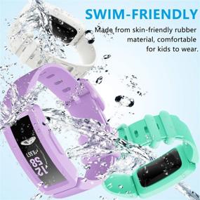 img 3 attached to eSeekGo 5-Pack Colorful Silicone Bands: Compatible with Fitbit Ace 2, Adjustable Replacement for Kids 6+, Swim-Friendly for Boys and Girls - Orange+Marine Green+Lavender+Lime+White