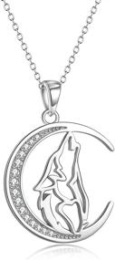 img 4 attached to 925 Sterling Silver Crescent Moon Wolf Pendant Necklace 18" - Perfect Birthday Day Jewelry Gift for Girlfriend or Wife