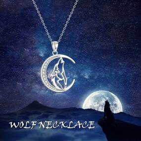 img 3 attached to 925 Sterling Silver Crescent Moon Wolf Pendant Necklace 18" - Perfect Birthday Day Jewelry Gift for Girlfriend or Wife