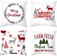 🎄 4 pack hyouningf christmas pillow case cushion cover 18 x 18 inch – festive throw pillow covers logo