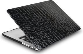 img 3 attached to 👜 Набор кожаного чехла KECC для MacBook Air 13" A1466/A1369 с защитой клавиатуры, чехлом, защитной пленкой для экрана и салфеткой от пыли - Натуральная итальянская кожа крокодила (черная)