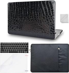 img 4 attached to 👜 Набор кожаного чехла KECC для MacBook Air 13" A1466/A1369 с защитой клавиатуры, чехлом, защитной пленкой для экрана и салфеткой от пыли - Натуральная итальянская кожа крокодила (черная)