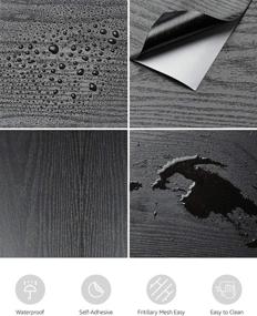 img 3 attached to Abyssaly Black Wood Peel and Stick Paper 11.8x78.7 Inches - Decorative Self-Adhesive Film for Furniture Surfaces | Easy to Clean, Thickened Upgrade with Enhanced Stomata to Minimize Bubble Generation