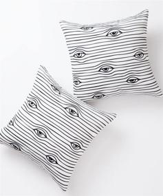 img 4 attached to 🎨 Set of 2 Pantaknot Eyes Decorative Throw Pillow Covers - Abstract Art Pillowcase Cushion for Home Décor, 18 x 18 Inch