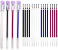 🖍️ toymis heat erasable pens: 4pcs fabric marking pens with 20 refills - ideal for fabrics, dressmaking, quilting, sewing, tailors (purple cap) logo