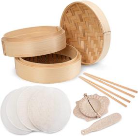 img 4 attached to 🥢 Annie's Kitchen Premium 10 Inch Handmade Bamboo Steamer Baskets: Ideal Dumpling Maker and Multi-purpose Cookware Set with Spoon, Cotton Liners, and Chopsticks - Perfect for Rice, Vegetables, Fish, Meat & Desserts (10 Inch- 2 Tiers)