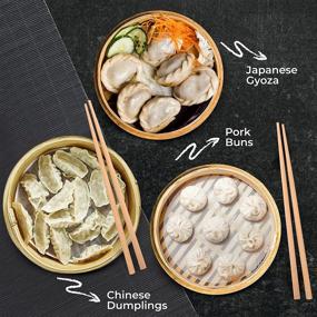 img 1 attached to 🥢 Annie's Kitchen Premium 10 Inch Handmade Bamboo Steamer Baskets: Ideal Dumpling Maker and Multi-purpose Cookware Set with Spoon, Cotton Liners, and Chopsticks - Perfect for Rice, Vegetables, Fish, Meat & Desserts (10 Inch- 2 Tiers)