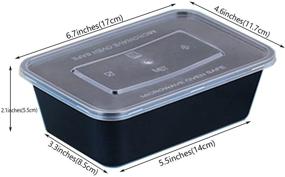 img 3 attached to 🍱 50 Pack Disposable Plastic Bento Lunch Boxes - Microwavable Freezer Safe Meal Prep Containers with Lids (750ml/25oz) - Food Storage Solution