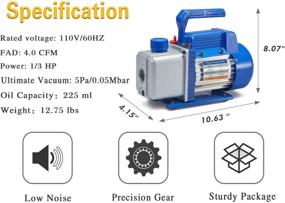 img 2 attached to 🔍 Новая позиция 4CFM 1/3HP воздушный вакуумный насос HVAC A/C Холодильный инструментальный набор AC с детектором утечек: идеально подходит для упаковки пищевых продуктов, доения, медицины и многого другого!