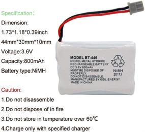 img 3 attached to GEILIENERGY BT446 BT-446 Phone Battery - Compatible with Uniden BBTY0503001 BT-1004 BT-1005 GE-TL26402 BT-504 CPH-488B - 3.6V 800mAh (4 Pack)