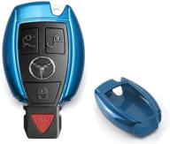 ijdmtoy (1) exact fit gloss metallic blue smart remote key fob shell compatible with mercedes-benz c e s m cls clk glk gl class logo