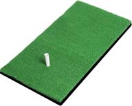 ⛳️ kj-kayji golf training mat with swing detection batting mini golf practice training aid game and rubber tee - portable golf turf mat for home, office, and outdoor use, 12x24in - perfect golf training gift logo