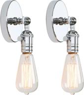 permo set of 2 minimalist single socket wall sconce lighting with on/off switch (chrome) логотип