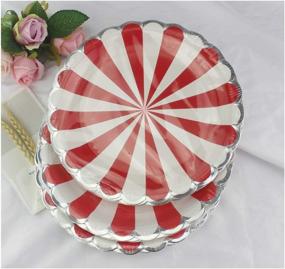img 1 attached to Striped Round Paper Plates Biodegradable Food Service Equipment & Supplies