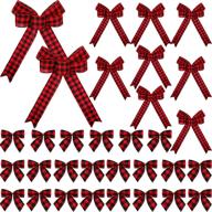 christmas crafts essential: 32 buffalo plaid bows for festive decorations - 9 x 12/5 x 7/3 x 5 inch (red black) logo