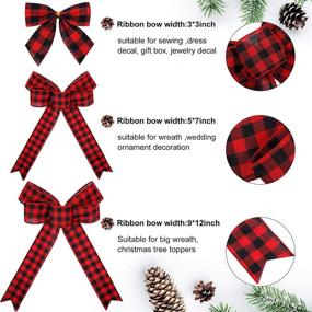 img 3 attached to Christmas Crafts Essential: 32 Buffalo Plaid Bows for Festive Decorations - 9 x 12/5 x 7/3 x 5 Inch (Red Black)