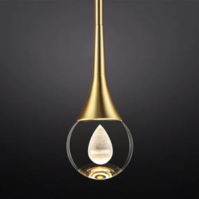 img 3 attached to 💡 8W Dimmable LED Teardrop Crystal Pendant Light - Untrammelife Mini Globe Ceiling Hanging Light in Gold Brushed Brass Finish for Kitchen Island Bathroom Bedroom Bar