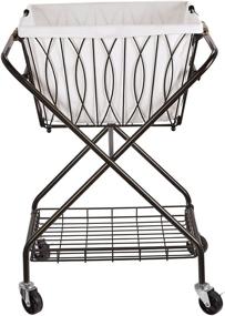 img 4 attached to 🧺 Artesa Verona Collapsible Metal Laundry Cart: Removable Basket, Canvas Bag, Antique Black - 20.5" L x 16.2" W x 13" H