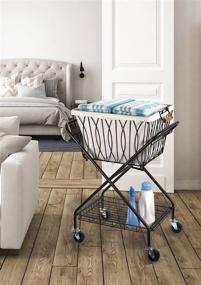 img 1 attached to 🧺 Artesa Verona Collapsible Metal Laundry Cart: Removable Basket, Canvas Bag, Antique Black - 20.5" L x 16.2" W x 13" H