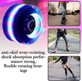 img 3 attached to SUWJELANY LED Light Up Roller Skate Wheels with Bearings - Luminous Quad Roller Skate Wheels for Double Row Skating and Skateboarding (Pack of 8)