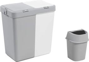 img 3 attached to Mabel Home Plastic Laundry Hamper with Lid, 2 Sections, Large Laundry Basket – Includes Extra Trash Bin (1.6 Gallons) & 3 Color Options (White-Grey)