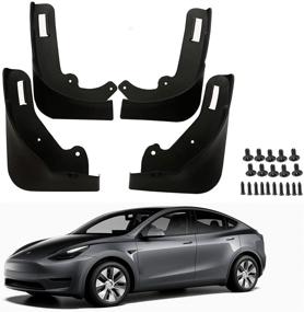 img 3 attached to 🚗 Beisurely Tesla Model Y Mud Flaps Splash Guards - Set of Four (2020/2021) - No Drilling Required! Upgraded Version