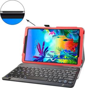 img 3 attached to 🔴 Bige Red Keyboard Case with Removable Wireless Keyboard for LG G Pad 5 10.1 T600 Tablet (2019) - Slim Stand PU Leather Cover