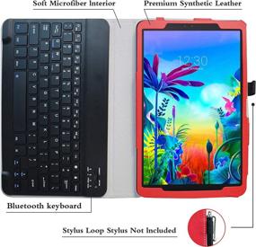 img 1 attached to 🔴 Bige Red Keyboard Case with Removable Wireless Keyboard for LG G Pad 5 10.1 T600 Tablet (2019) - Slim Stand PU Leather Cover