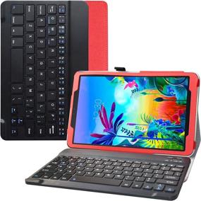 img 4 attached to 🔴 Bige Red Keyboard Case with Removable Wireless Keyboard for LG G Pad 5 10.1 T600 Tablet (2019) - Slim Stand PU Leather Cover