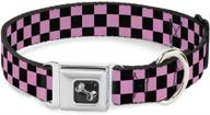 🔒 buckle-down checker black/baby pink seatbelt buckle dog collar: secure & stylish pet accessory logo