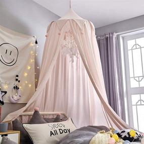 img 4 attached to Mybbrm Princess Canopy: A Charming Hideaway Tent for Kids Rooms or Cribs Nursery in Beige Pink - Perfect for Decoration, Playing, Reading, and Sleep as a Hanging House Castle