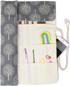 img 2 attached to Convenient Knitting Needle Holder Case: Rolling Organizer for Crochet Hooks & Accessories, Perfect Mother's Day Gift (Gray Tree)
