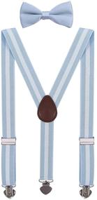 img 4 attached to WDSKY Men's Boys Suspenders and Bow Tie Set with Heart Clips - Ideal for Weddings
