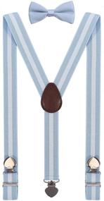 img 3 attached to WDSKY Men's Boys Suspenders and Bow Tie Set with Heart Clips - Ideal for Weddings