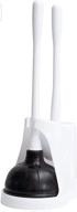 🚽 klickpick home plunger and toilet bowl brush cleaner set with holder caddy - bathroom storage and organization kit - white, with covered lid brush logo