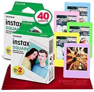 📸 fujifilm instax square instant film (40 exposures) with color frames and cleaning cloth for sq6, sp-3, sq20 logo