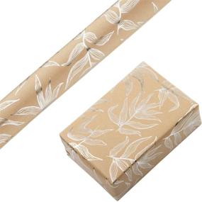 img 4 attached to 🎁 RUSPEPA Kraft Foil Silver Leaf Design Wrapping Paper Roll - Ideal for Weddings, Birthdays, Showers, and Congratulations - 1 Roll - 30 inches X 16 feet