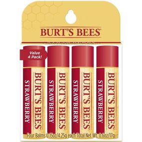 img 4 attached to 🍓 Burt's Bees 100% Natural Strawberry Lip Balm with Beeswax & Fruit Extracts - Pack of 4 Tubes