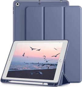 img 4 attached to 📱 Mastten iPad Case Compatible with iPad 9th/8th/7th Generation, iPad 10.2 Inch Cover with Pencil Holder, TPU Smart Stand Back Cover, Auto Wake/Sleep, Blue Gray, for iPad Case 2021/2020/2019