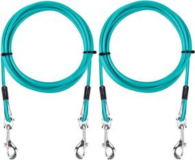 img 4 attached to 🐶 AMOFY 10ft Dog Tie Out Cable - Galvanized Steel Wire Rope with PVC Coating - Suitable for Dogs up to 80 Pound (2PCS)