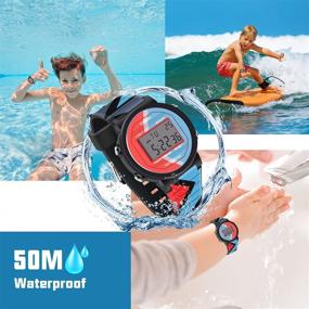 img 1 attached to CakCity Kids Watches: Waterproof Digital Sport Watches for Boys and Girls – Alarm, Stopwatch, Contrast Color Child Wrist Watch (Ages 5-15)